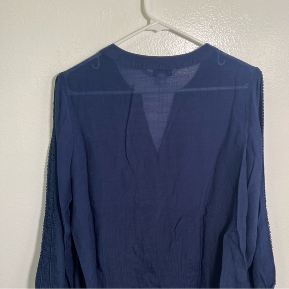 Counterparts Split Neck Blouse Navy Blue L - Picture 7 of 10